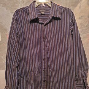 Mens J Ferrar Modern Fit 16 - 16 1/2 Blue / Black Striped Button Up Dress Shirt